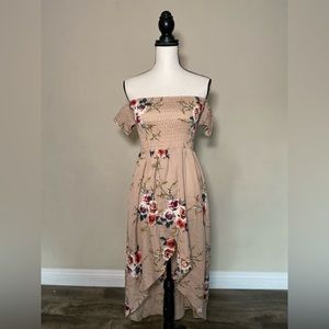 Off the shoulder high-low floral dress / light weight